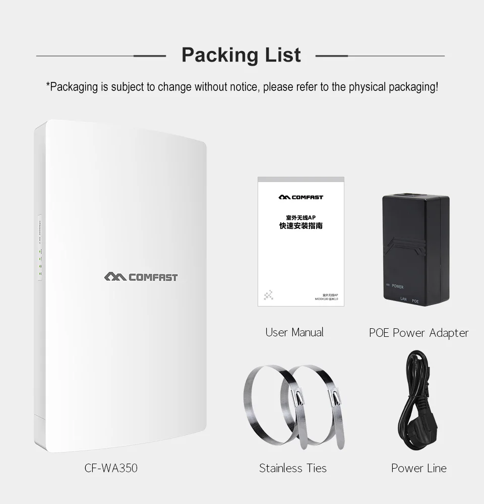 1300Mbps CF-WA350 Gigabit Dual-Band 2.4G&5G Outdoor High Power Wireless WIFI AP Coverage Base Station Poe Power Supply Project