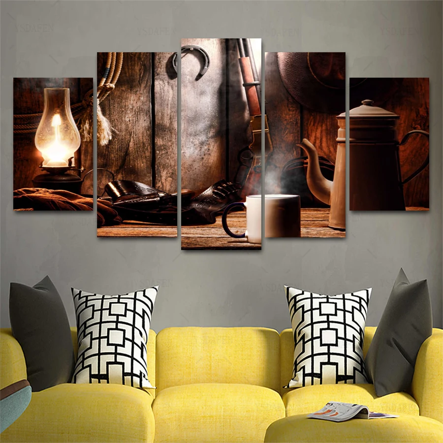 Op de muur HD print olieverf SMD foto Wine постер для стекла вид помещения Декор 5 штук Холст
