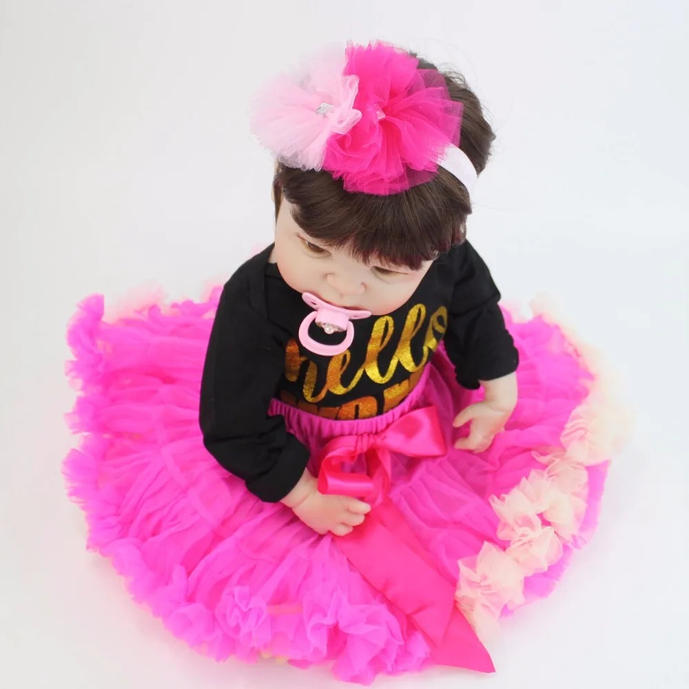 55 см полный силикона Reborn Baby Doll как настоящие девочка бонекас Виниловый фон для
