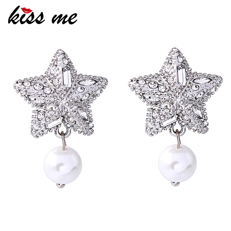 Женские серьги-подвески с искусственным жемчугом и кристаллами | Украшения