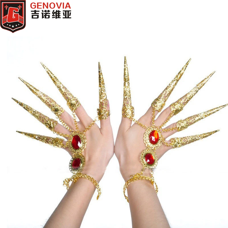 

1 Pair Golden Jewelry Belly Dance Dancing Finger Cot Costume Indian