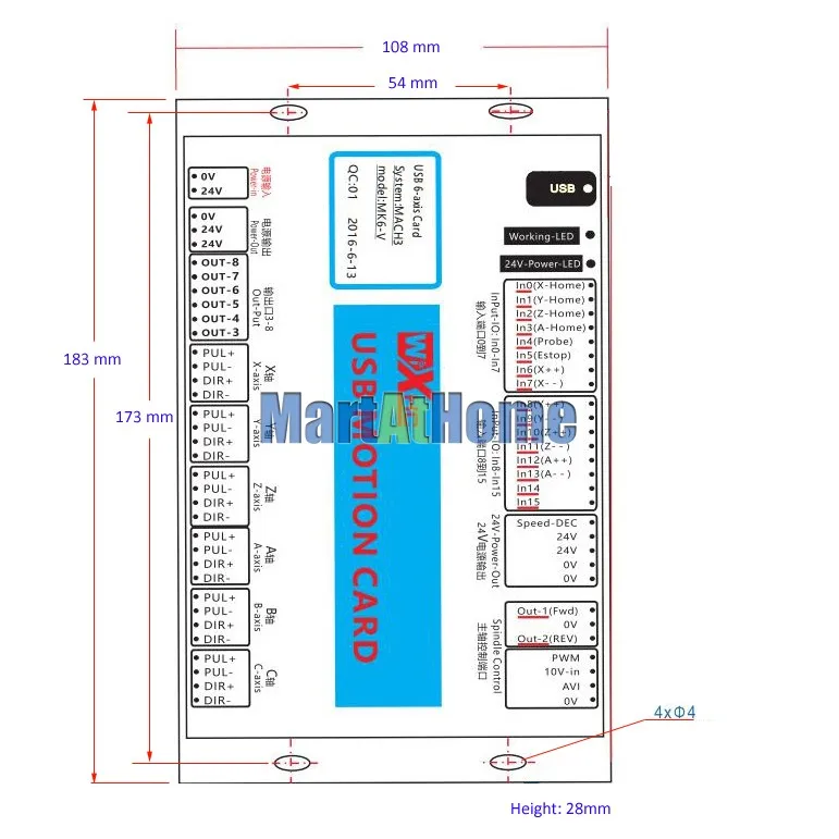 XHC MK6 V Mach3 USB 4 Axis CNC плата управления движением Breakout Board 2 МГц Поддержка