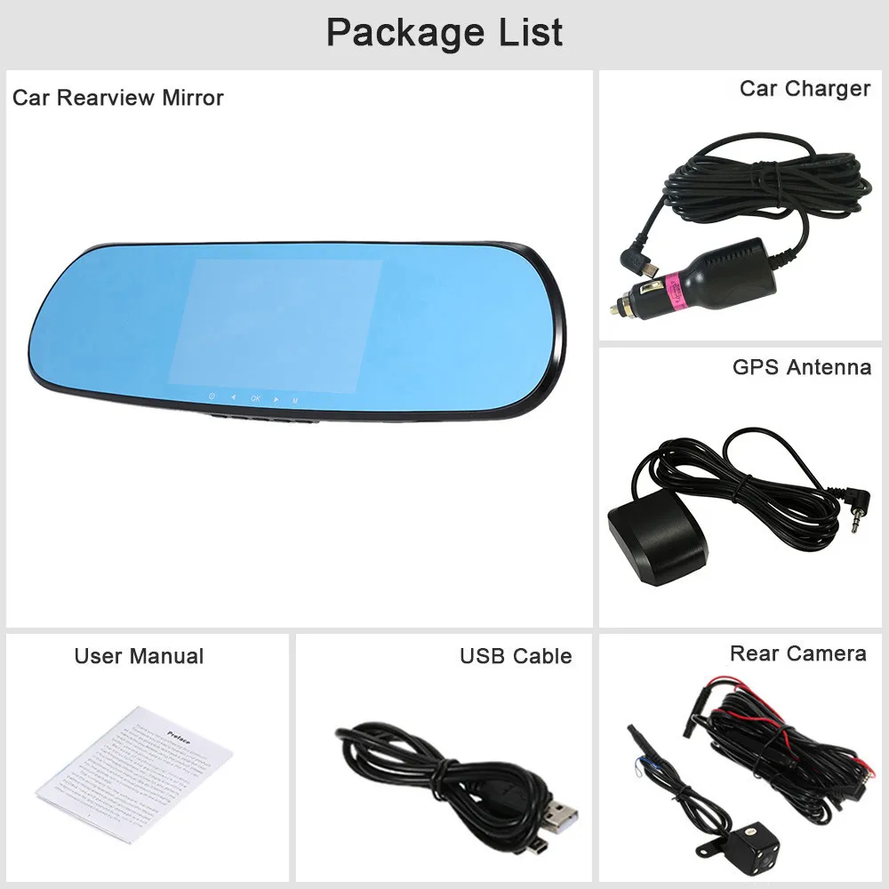 5.0 &quotIPS Видеорегистраторы для автомобилей GPS навигации Wi-Fi Android Full HD 1080 P