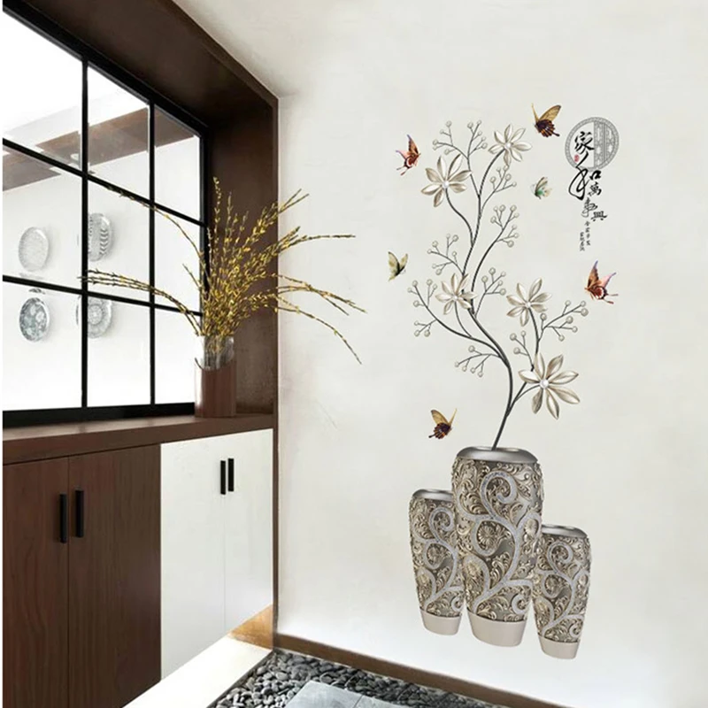 Vase Wall Stickers Modern Living Room Dining Bedroom Home Decor 55x118cm Removable | Дом и сад