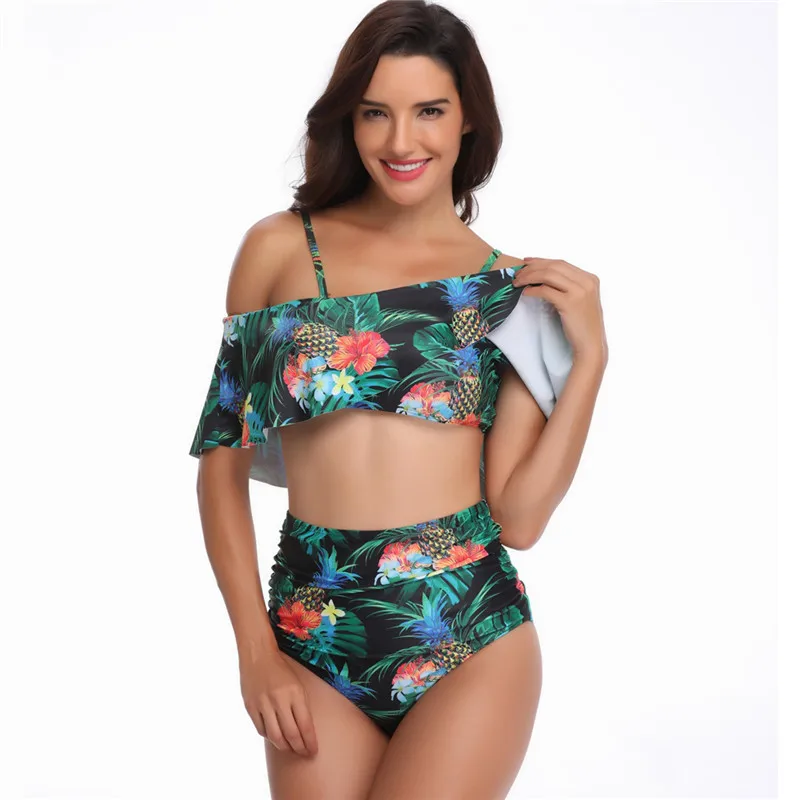 Женский купальник бикини Cikini сексуальный с оборками и высокой талией монокини