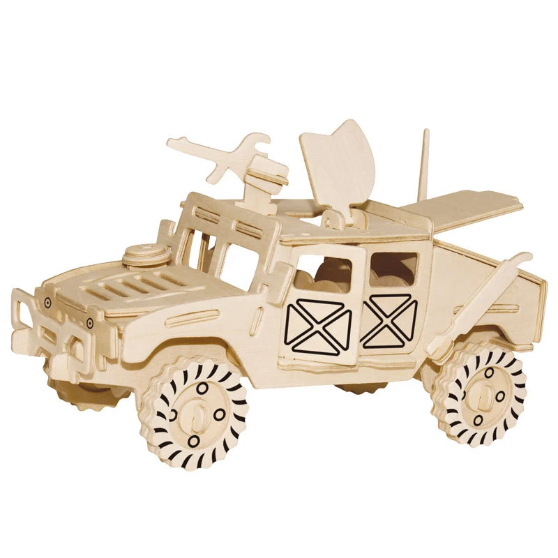 Коричневый Автомобиль DIY3D трехмерная головоломка модель деревянная развивающая Игрушечная модель Строительный набор образование хобби подарок инженерное транспортное средство - Цвет: Коричневый