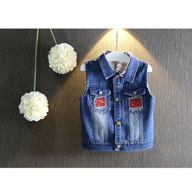 Осень Новые Детские's Костюмы женский ребенка Блёстки Сова ковбойский жилет