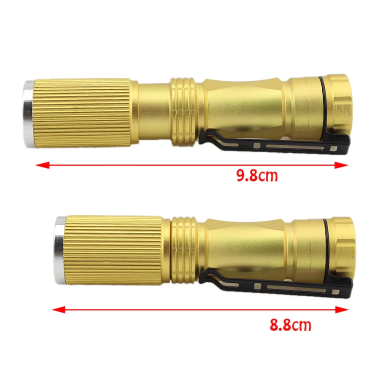 

Mini Portable Flashlight Black/Gold ZOOM CREE Waterproof LED 3 Modes Zoomable Torch lamp For camping lanterna bike AA 14500