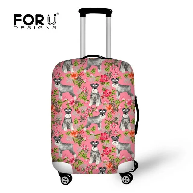 FORUDESIGNS/розовый цветочный Schnauzer Печать Путешествия эластичный Чехол для багажа Анти-пыль тележка Чехол протектор 18-30 дюймов чемодан чехлы
