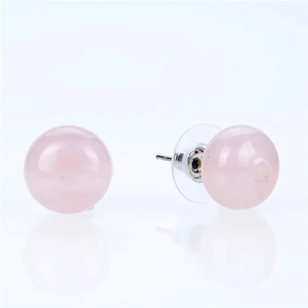 pink Crystal Новинка 1 пара покрытый серебром натуральный камень аметисты розовый цвет Quartzs форма бусины Серьги гвоздики для женщин девушка мода ювелирные изделия подарок - Окраска металла: pink Crystal