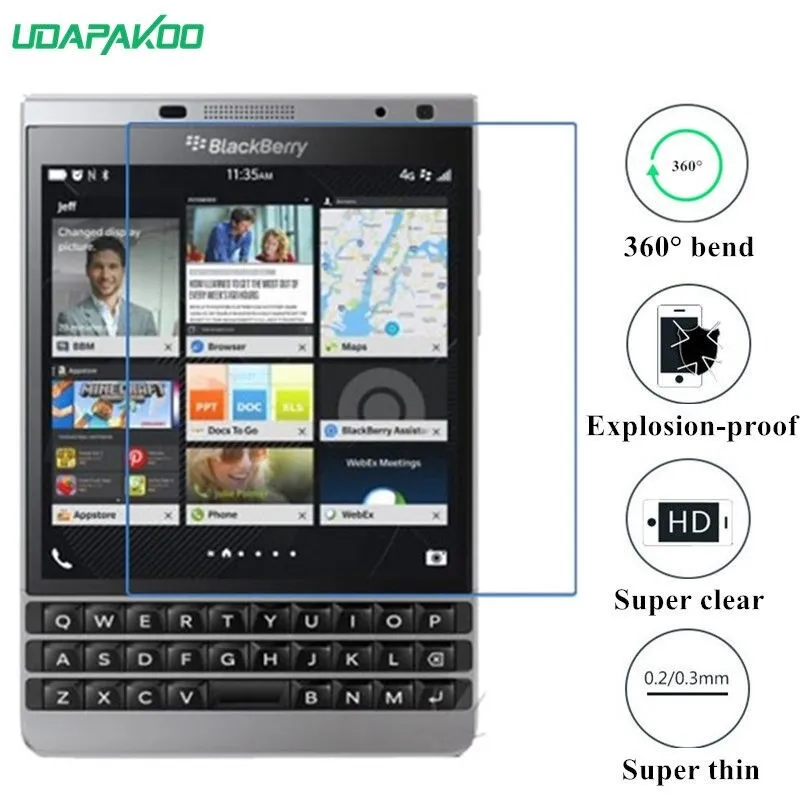 Udapakoo прозрачная закаленная мягкая стеклянная пленка для Blackberry Passport Silver Edition/Pa Nano