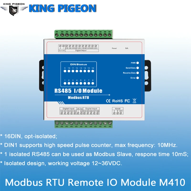 M410 Modbus дистанционного IO с высокоточным модулем регистрирующий модуль 16DIN высокое