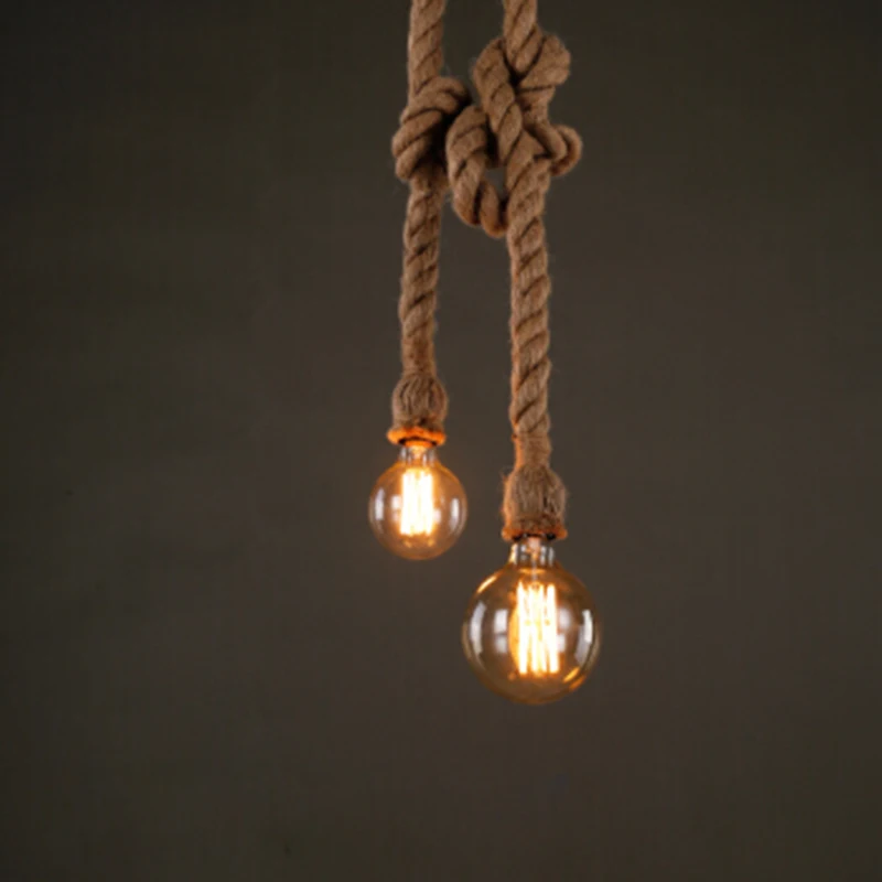 Четырехместный винтажный подвесной светильник 20 мм пеньковая веревка Hanglamp Pendan