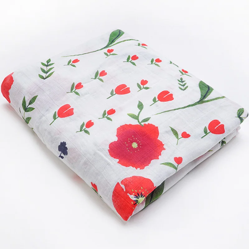 The big red flowers Стиль Прямая поставка на заказ детские одеяла для новорожденных муслиновые пеленки детские Банные полотенца Infantil деформация детские постельные принадлежности - Цвет: The big red flowers