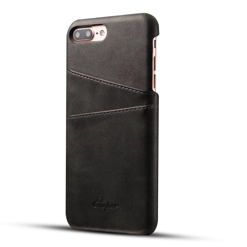 case for iphone 6 6s 7 8 plus Retro PU Leather Case Business Plain Card Pocket Phone Cases For iPhone Plus back Cover |