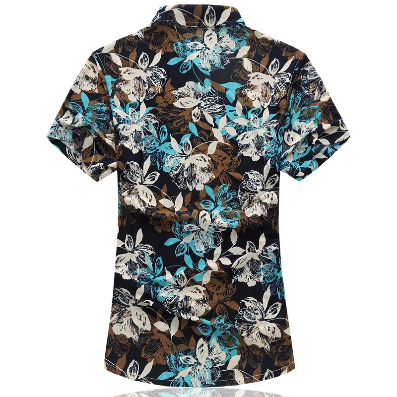 Новая высококачественная модная мужская шелковая гавайская рубашка с коротким