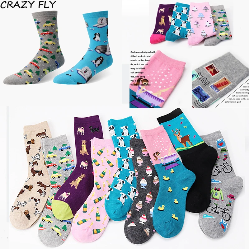 Магазин crazy fly/женские носки в Корейском стиле новые милые Харадзюку с рисунками