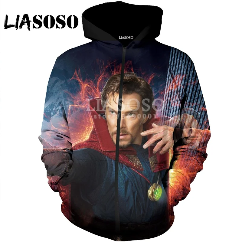LIASOSO 3D принт для женщин и мужчин супер герой доктор странные толстовки с