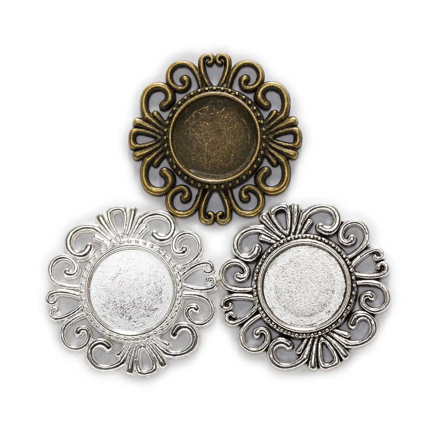 

1 Piece Round Flower Lace Cameo Cabochon Base Settings Charms Pendants Jewelry Making 33mm(Fit 15mm)