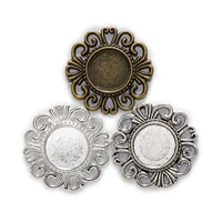 1 piece round flower lace cameo cabochon base settings charms pendants jewelry making 33mmfit 15mm