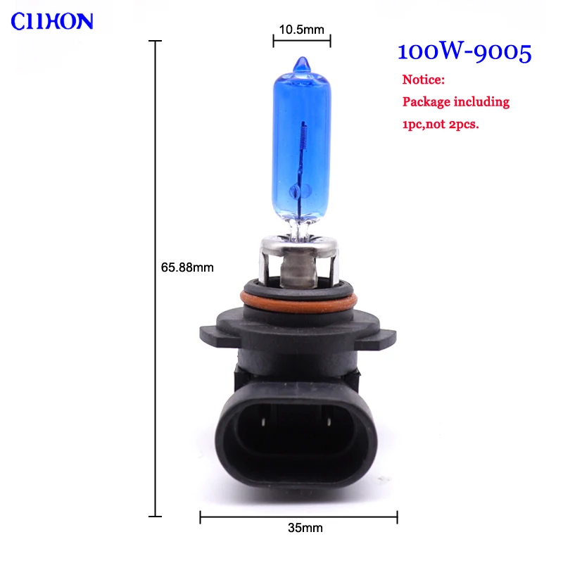 1pc-100W-9005-HB3 Ciihon белый галогенные лампы H1 H3 H4 HB2 H7 H8 H11 9005 HB3 9006 9012 H15 55 Вт 100 Вт кварцевое стекло Автомобильные светодиодные лампы фар - Испускаемый цвет: 1pc-100W-9005-HB3