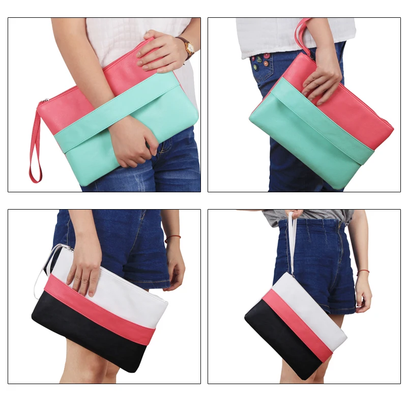 Женская кожаная сумка конфетного цвета, повседневные клатчи, сумочка Bolsa Feminina, сумки на ремешках, женские повседневные Лоскутные клатчи на ремешке