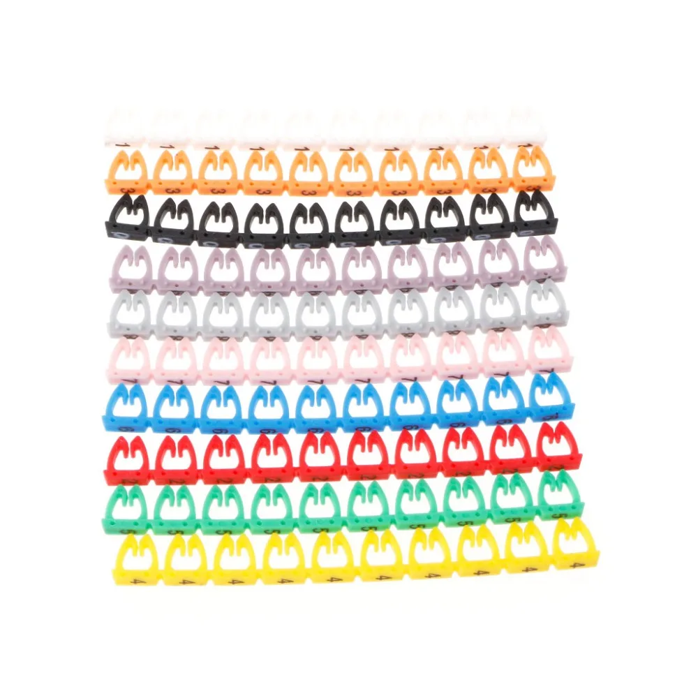 

100Pcs/Set New Multi-color Numeric Cable Label Mark For RJ45 RJ11 RJ12 Network Cable For Network Tools High Quality C26