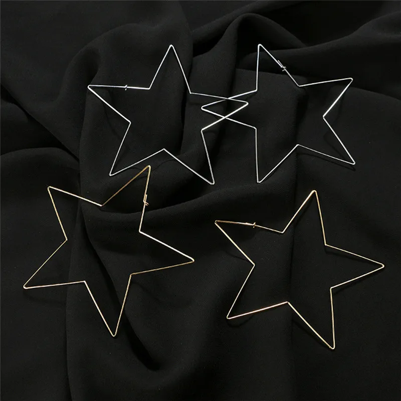 1 пара женские пустые серьги с пятиконечными звездами преувеличенные