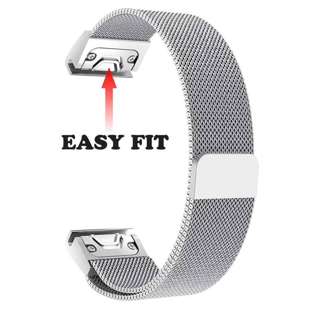 Quick Fit Нержавеющая сталь Смотреть Band 20/22/26 мм для Garmin Fenix 3/3HR/5/5S/5S Плюс/5X/5X плюс Миланского ремешок для часов Ремешок