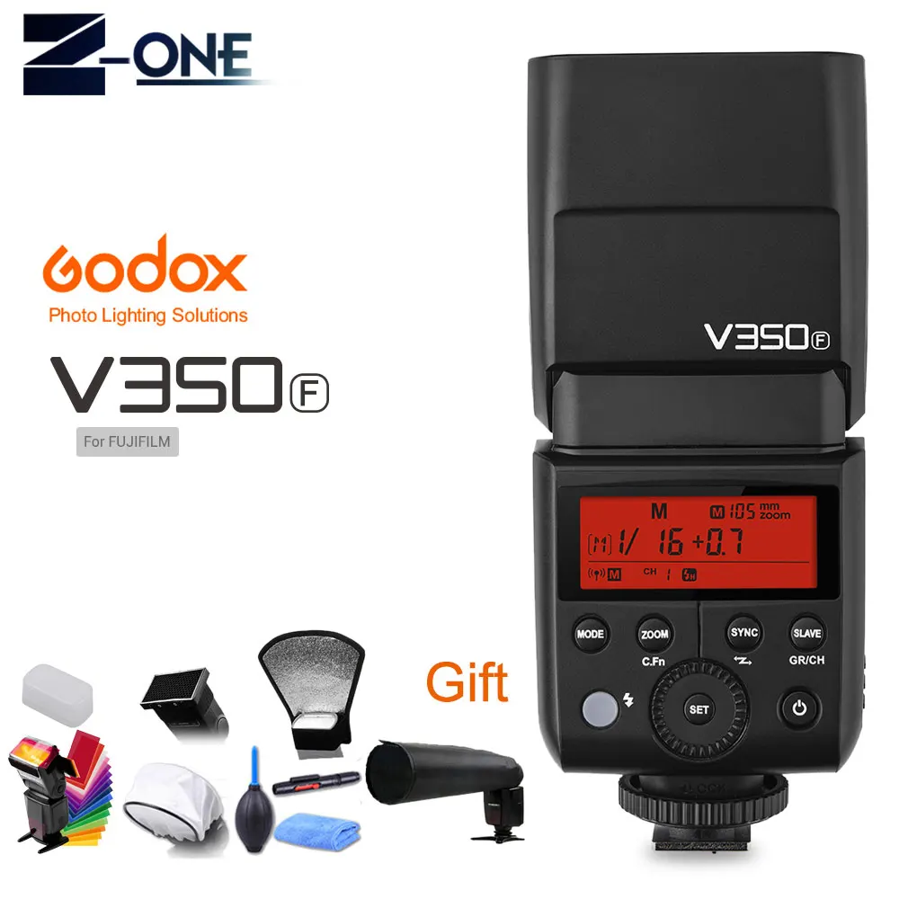 Godox V350F ttl HSS 1/8000s X Системная камера Speedlite со встроенным литий-ионным аккумулятором 2000 мАч+ передатчик Xpro-F для камеры Fuji - Цвет: Черный