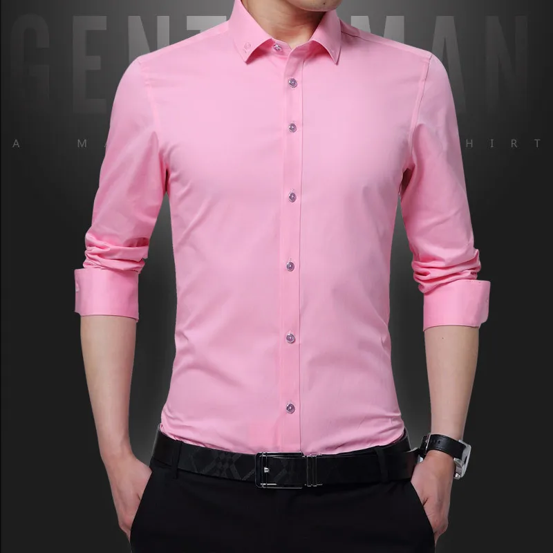 Camisas Hombre Manga Larga весенне-осенняя Повседневная Модная приталенная рубашка Мужская