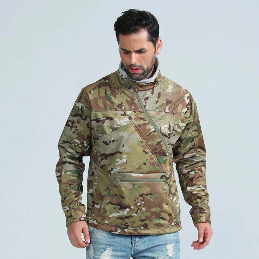 Ветровка в стиле милитари с мягкой оболочкой мужская темно синяя