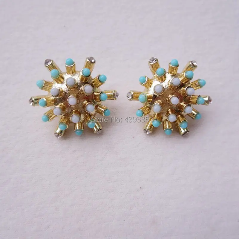 Светильник синий серьги гвоздики Спайк сплава мята Цвета современный новый Femme