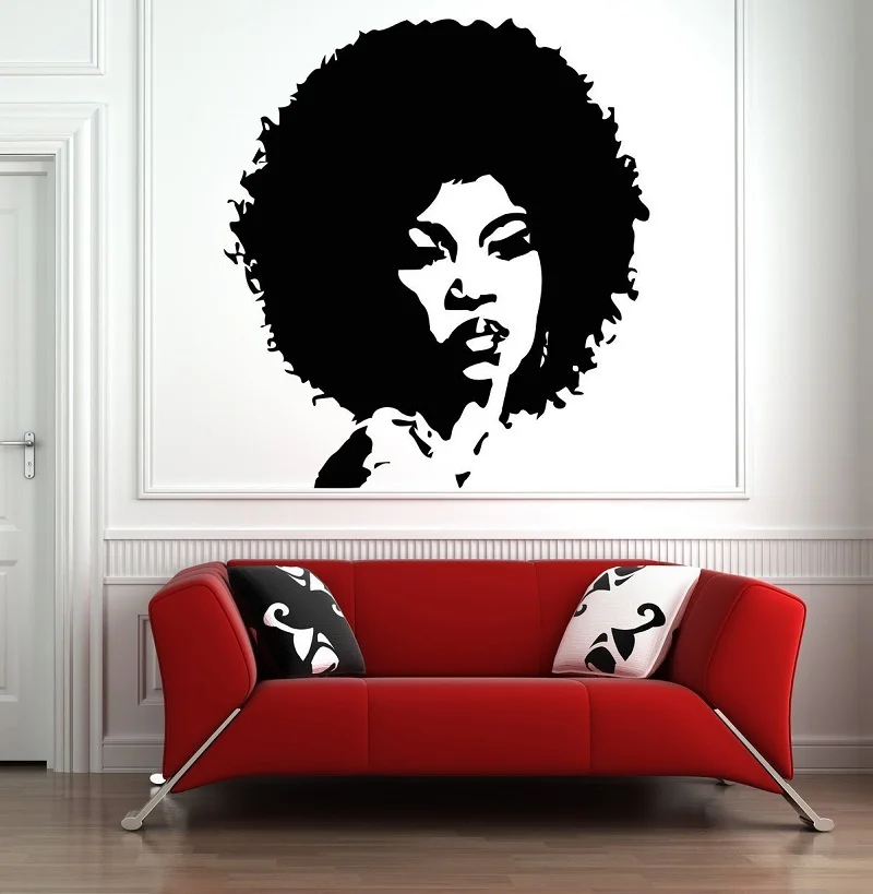 Красивая Африканская женщина наклейка на стену украшение для салона красоты