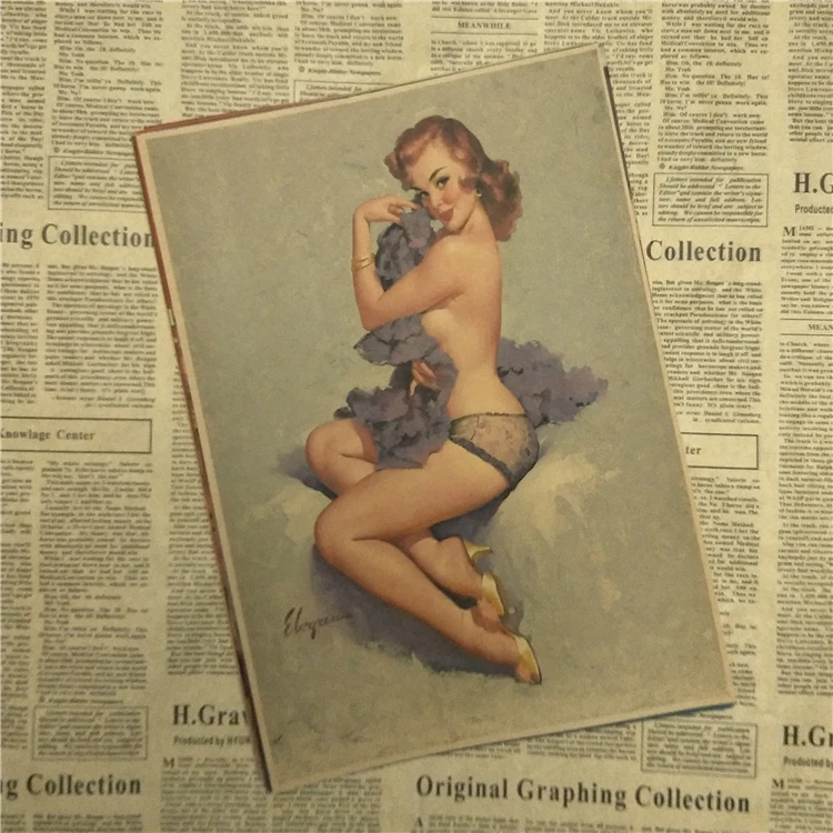 PINUP Винтажный Классический постер из крафт-бумаги для девушек мировая война кафе