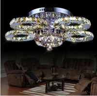 modern stainless steel crystal chandeliers light brief living room lamps k9 crystal circle chandeliers lighting luxury pendant
