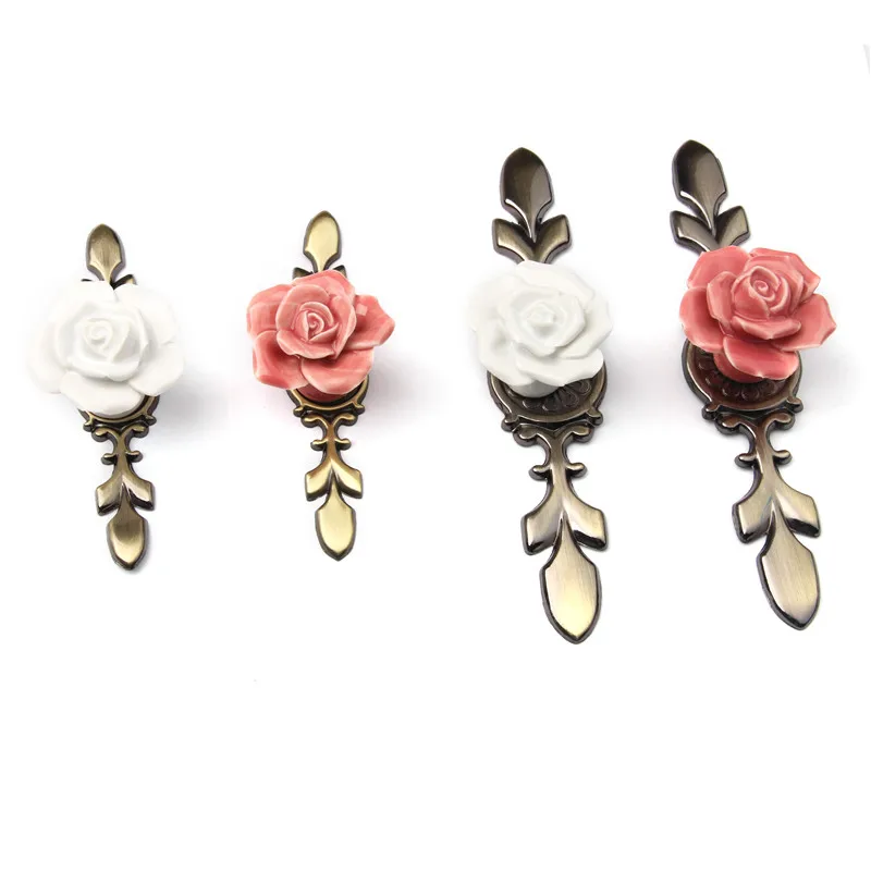 5 шт. розовые керамические/белые ручки для шкафа кухни домашнего оборудования