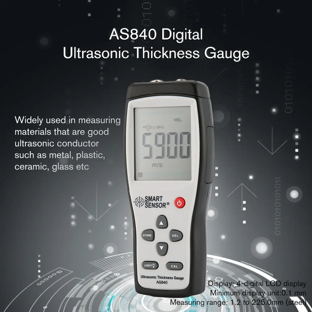 Умный датчик AS840 Цифровой ультразвуковой толщиномер скорость звука метр