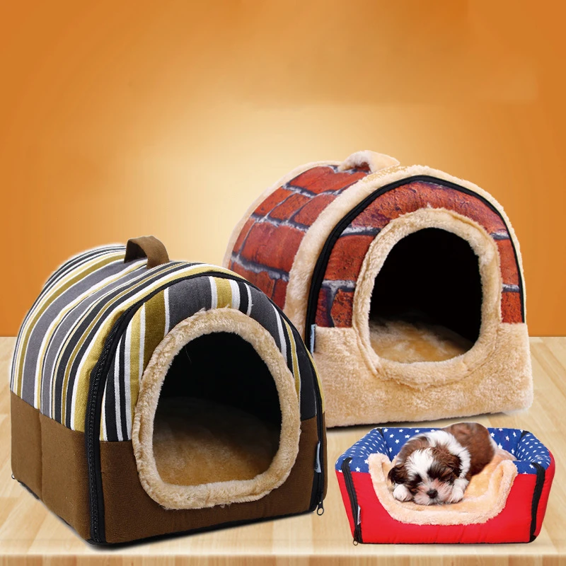 

New Pet Dog Kennel Cat Bed House Warm Soft Mat Bedding Igloo Sleeping Basket Nest Washable Snug drop ship Products