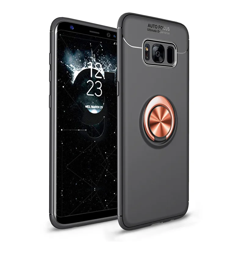 RosegoldBlack Чехлы для телефонов samsung Galaxy s8 s9 s10 plus, магнитное кольцо-кронштейн, автомобильный держатель, роскошная силиконовая Противоударная задняя крышка s10e funda - Цвет: RosegoldBlack