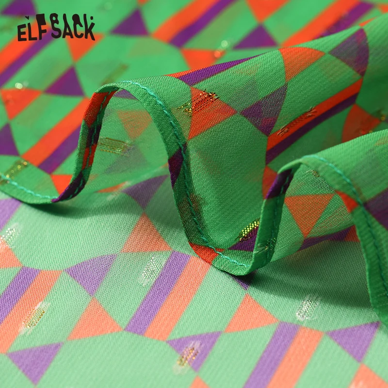 Женская блузка ELFSACK с зелеными оборками и рукавом бабочкой летняя 2019|Блузки| |