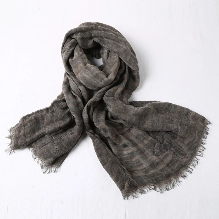 Мужские однотонные теплые хлопковые и льняные шарфы зимние шали Мужская одежда