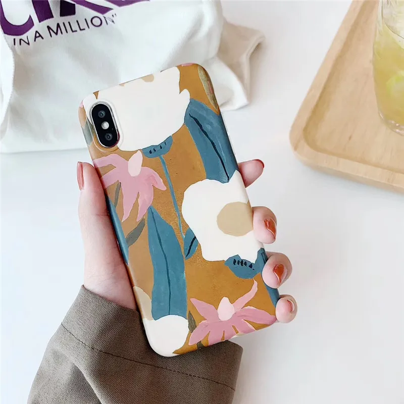 Ретро искусство картина маслом цветок чехол для iPhone X XR XS Max 6 S 7 8 plus Модный мягкий