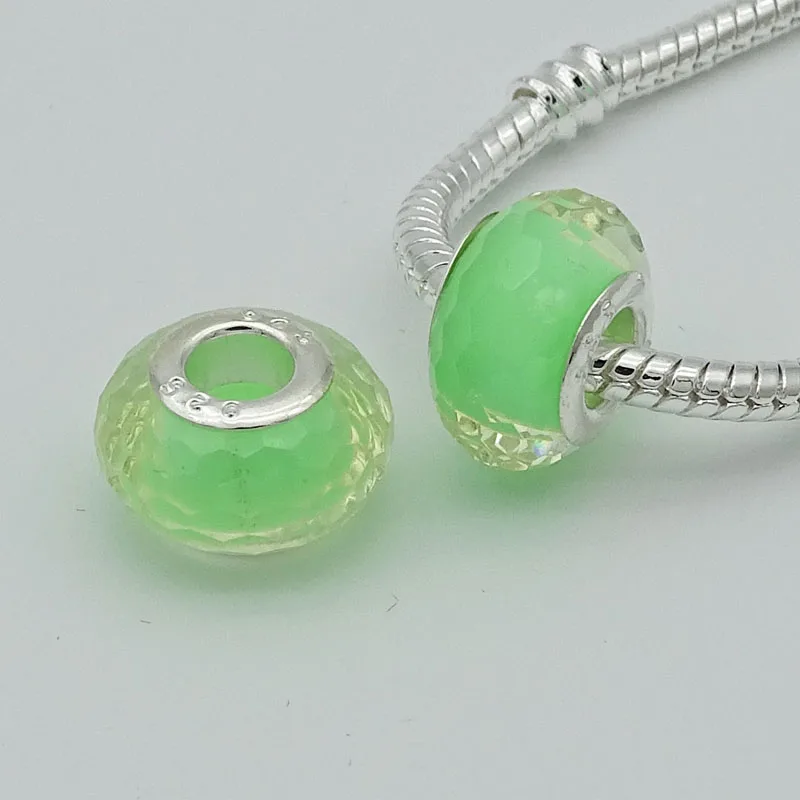 Candy Green Смешанные цвета 12 шт./лот граненое муранское стеклянные бусины из хрусталя амулеты подходят к европейской Пандоре браслеты ожерелья - Цвет: Candy Green