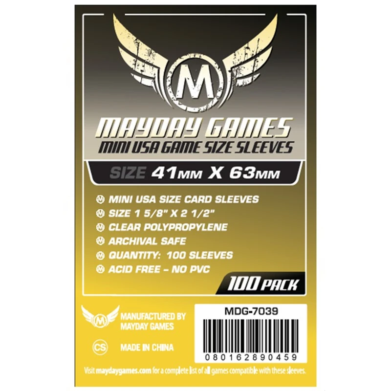 

5 packs/lot MAYDAY Card Sleeve 7039 for 41x63mm cards protector clear pack case Board Games sleeves