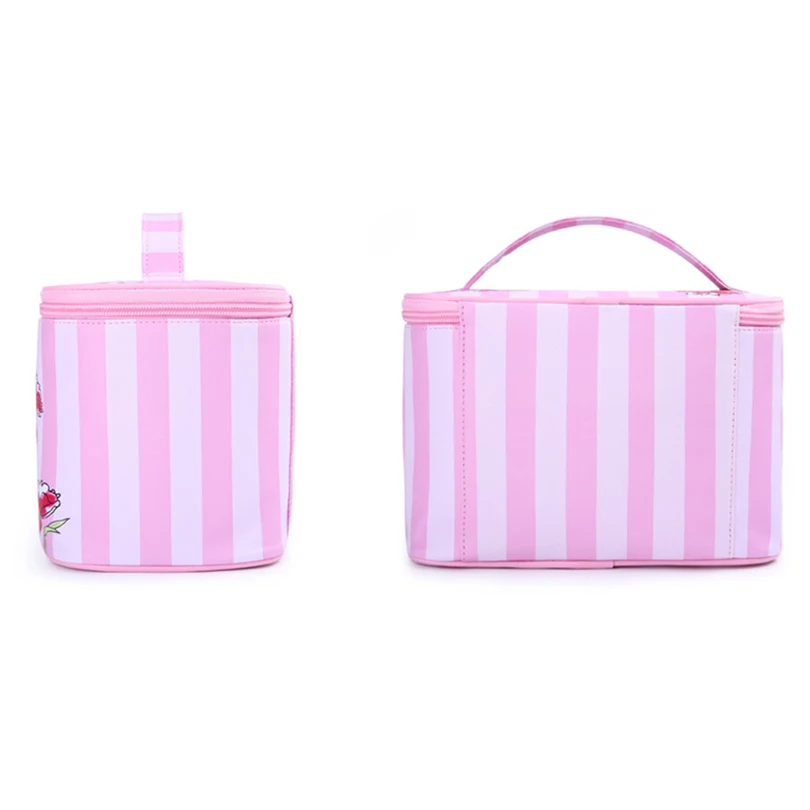 Вместительная косметичка в полоску с цветами Женская водонепроницаемая