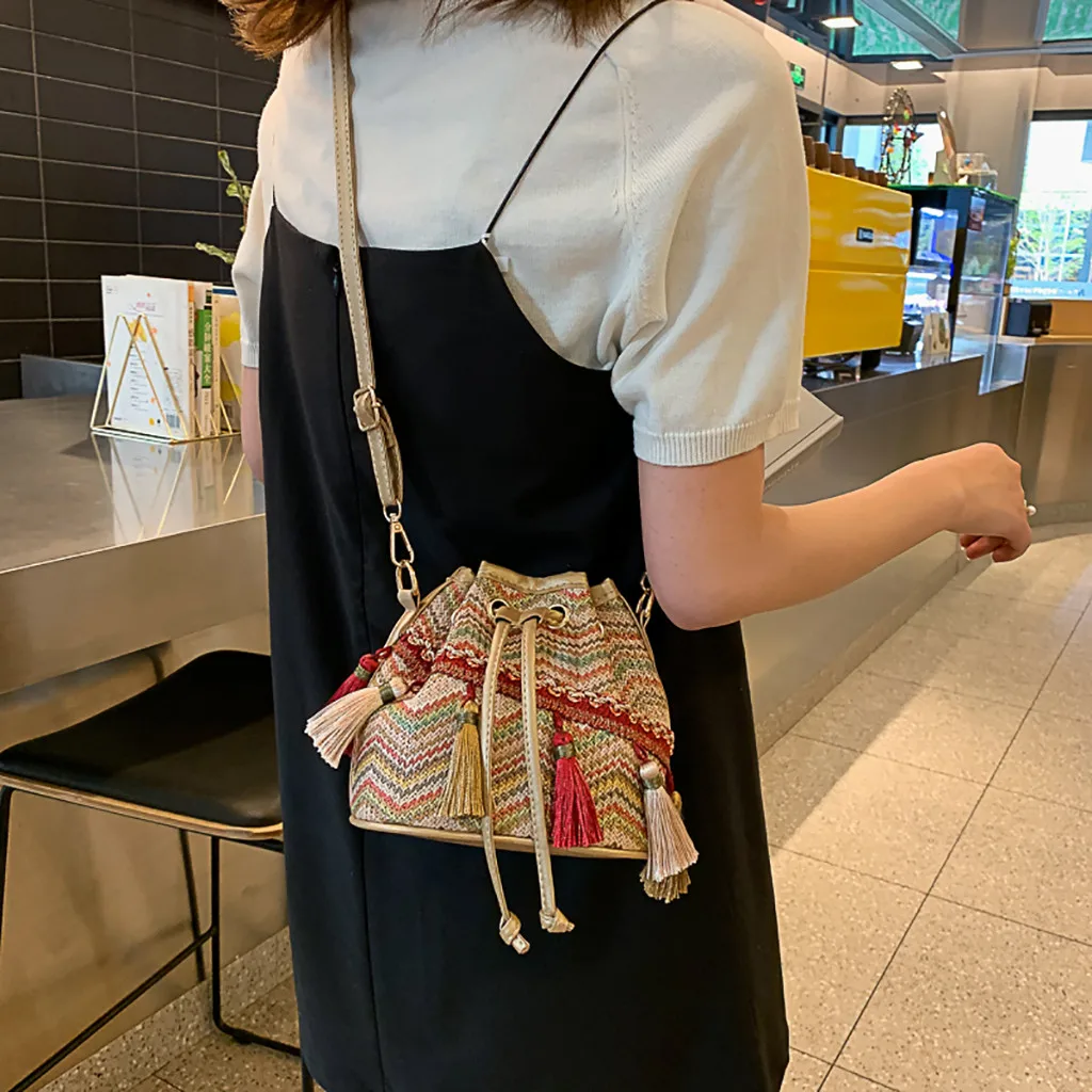 Ручная работа богемная Соломенная пляжная сумка женская джокер через плечо