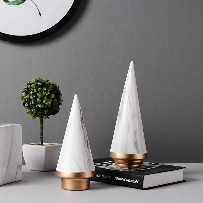 Creative light luxury Christmas tree ornaments marbled ceramics simple living room desktop home decorations | Дом и сад