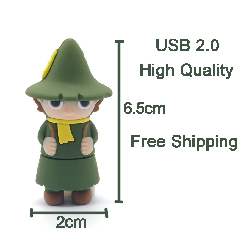 Флеш накопитель с мультипликационным принтом Moomin долина 64 ГБ 32 16 8 4 Гб|USB