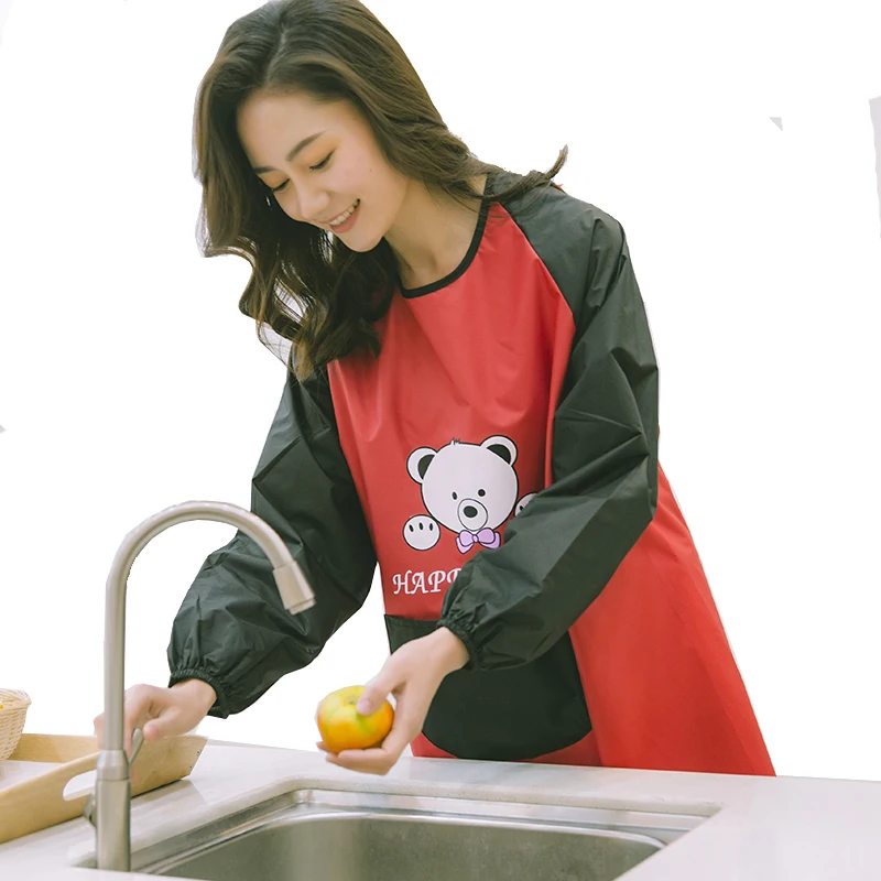 

Apron Kitchen Household Long Sleeve Waterproof Oil-proof Korean Edition Fashion Adult Men's Workwear Customized Logo Cover